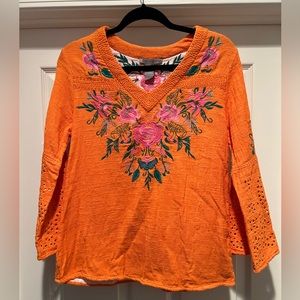 Sharon Young Floral Embroidered Tunic, Size Medium